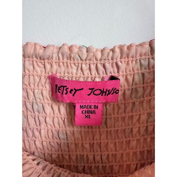 Betsy Johnson Dress Strawberry Fields Tiered Summer Maxi Puff Sleeve - Picture 3 of 10